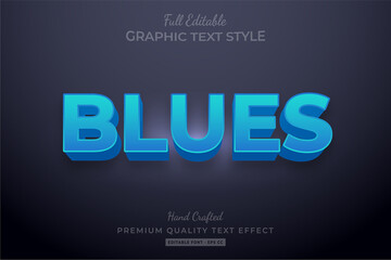 Blues Editable 3D Text Style Effect Premium
