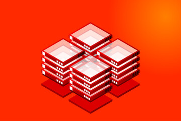 Isometric Digital Technology Web Banner. BIG DATA Machine Learning Algorithms. Analysis and Information. Big Data Access Storage Distribution Information Management and Analysis.