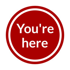 You're Here Round Location Pointer Icon. Vector Image.