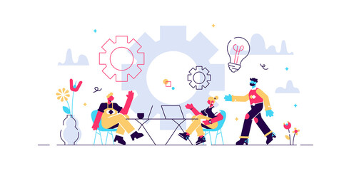 Coworking vector illustration. Stylized banner