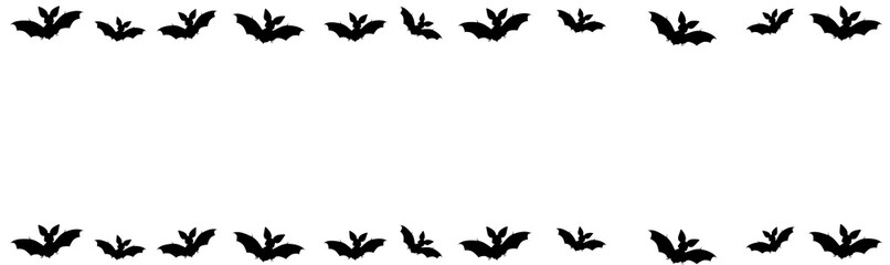 Black silhouettes of bats. Cave black bats group on white Halloween background. Silhouettes of flying bats traditional Halloween symbols on white.