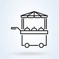 Food stall line icon, outline sign, linear style pictogram isolated on white. Symbol, logo illustration. Simple modern icon design illustration.
