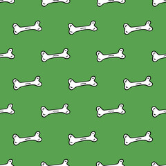 dog bone on green background seamless pattern, Halloween repeat wallpaper tile background.