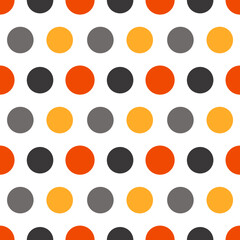 Autumn seamless polka patterns. Endless texture for wallpaper, background, wrapping. halloween and thanksgiving ornament. Orange, blue, white colors