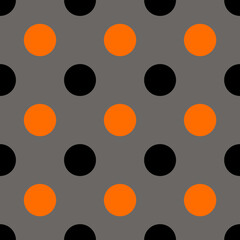 Autumn seamless polka patterns. Endless texture for wallpaper, background, wrapping. halloween and thanksgiving ornament. Orange, gray, black colors