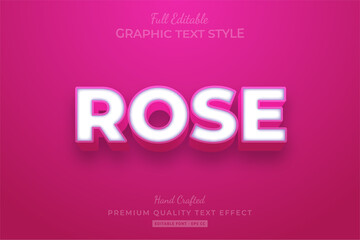 Rose Pink Editable 3D Text Style Effect Premium