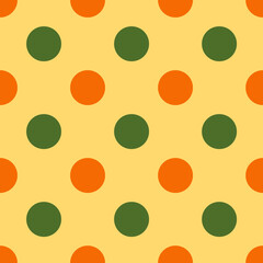 Autumn seamless polka patterns. Endless texture for wallpaper, background, wrapping. halloween and thanksgiving ornament. Orange, green colors