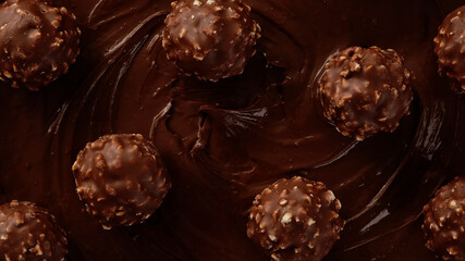chocolate candies on melted chocolate