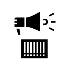 qr code loudspeaker glyph icon vector. qr code loudspeaker sign. isolated contour symbol black illustration