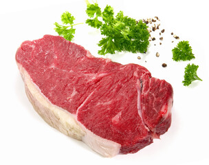 Aged Beef Steak on white Background - Isolated