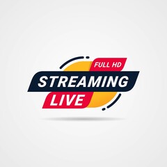 Live Streaming button, badge, logo, emblem label symbol vector illustration
