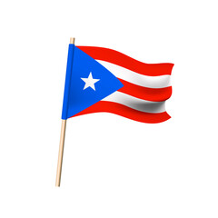 Puerto Rico flag. White star on blue triangle on red and white stripes. Vector illustration