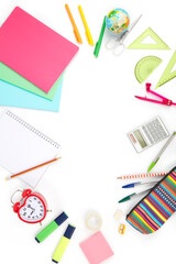 Back to School equipment on a white background