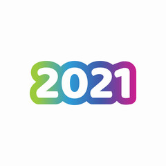 Simple Colorful 2021 New Year Design, 2021 Number Text Illustration with Green, Blue, Purple, Pink Gradient Effect Template Vector