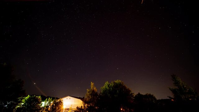 Time lapse of night sky with star tracks