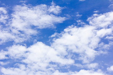 Clear blue color sky with white cloud background