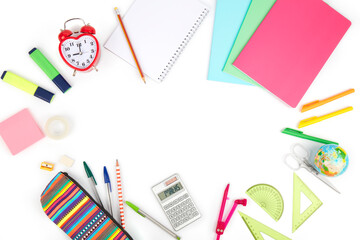 Back to School equipment on a white background