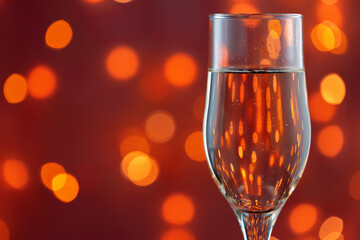 Close up photo of full Champagne glass
