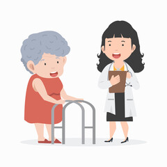 Woman Doctor taking care of Elderly patient