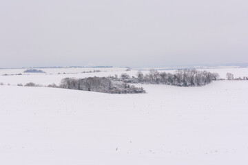 Fototapeta na wymiar Winter Snow Fields and Farm