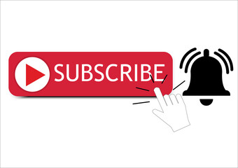 Subscribe button and Black bell. Social media web button,like,video,online,newsletter.