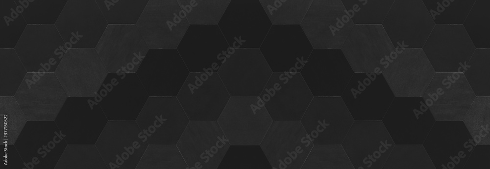 Poster abstract seamless black anthracite dark gray grey concrete cement stone tile wall made of hexagonal 