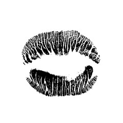Lips track print. Stamp of mouth isolated on white background. Vector illustration.