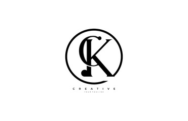 simple initial CK monogram serif circle style logo
