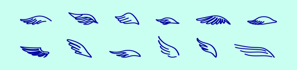 set of angle wings cartoon icon design template with various models. vector illustration