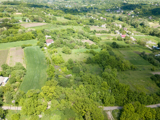 Country landscape. Aerial drone view.