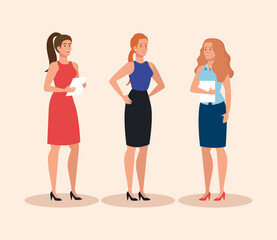 group of elegant executive businesswomen vector illustration design