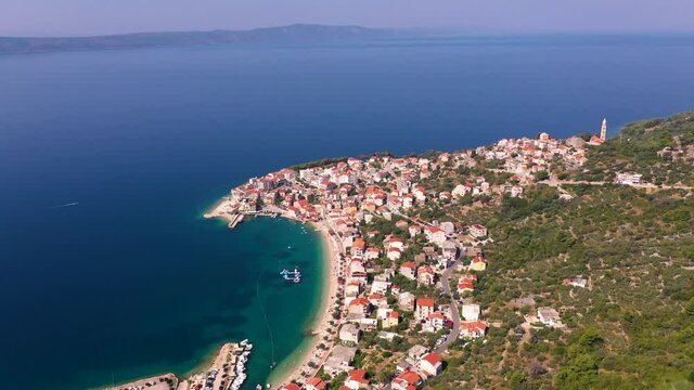 Aerial view of coastal city of Igrane during the summer, Croatia.