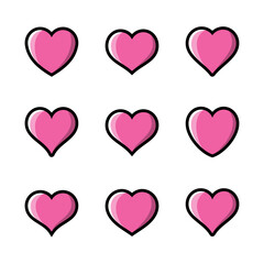 Simple vector heart icon collection symbol of love