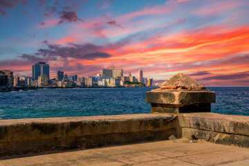 Amazing sunset at El Malecon, La Havana