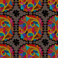 Stained Glass Window into a garden pink and blue