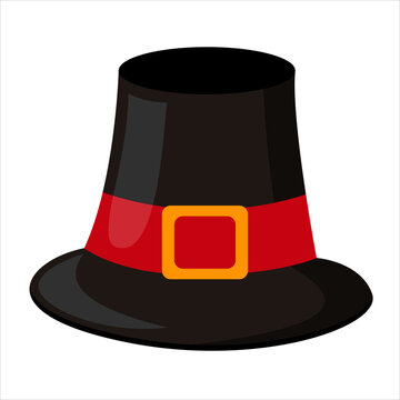 Pilgrim hat. Thanksgiving symbol. Isolated flat vector. 