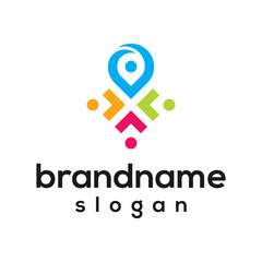 Group map logo design vector