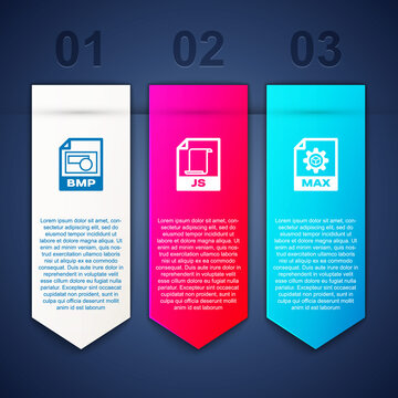 Set BMP file document, JS and MAX. Business infographic template. Vector.