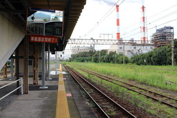 The platform of Yatsushiro Station of Kumamoto.