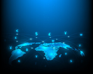 Global currency exchange network illustration eps10 vector