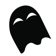 Hand drawn ink sketch. Simple children's drawing. Cartoon style. Cute and funny. Black ghost on white background. Halloween sticker. Scary and ugly creatures. For postcards and posters