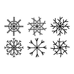 Obraz premium Set of hand drawn snowflakes. Isolated on white background.