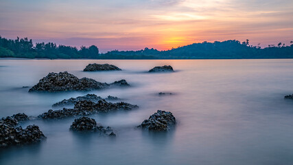 Fototapeta premium Fog Over Sea At Dawn