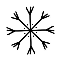 Hand drawn snowflake icon. Isolated on white background.