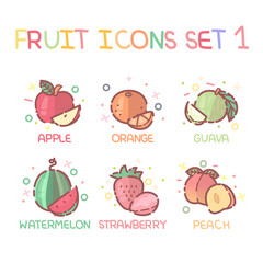 Fruit Icon Set.
Pastel color and cute