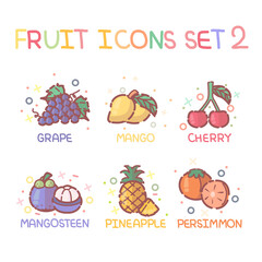 Fruit Icon Set.
Pastel color and cute