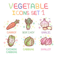 Vegetable Icon Set.
Pastel color and cute.