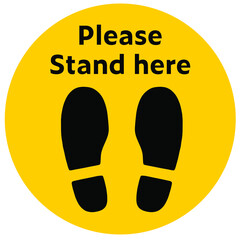 Stand Here floor sticker for supermarkets, restaurants and public places to encourage people to follow physical distancing guidelines.
