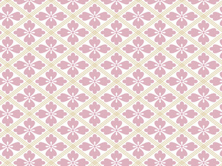 花菱文様の背景_和柄パターン_ピンク