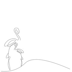 Flamingo bird line drawing vector illustration